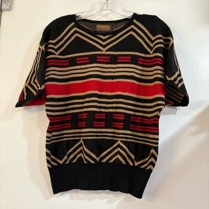Pendleton Portland Collection Merino Wool Top Blouse Sweater Short Sleeve S Flaw